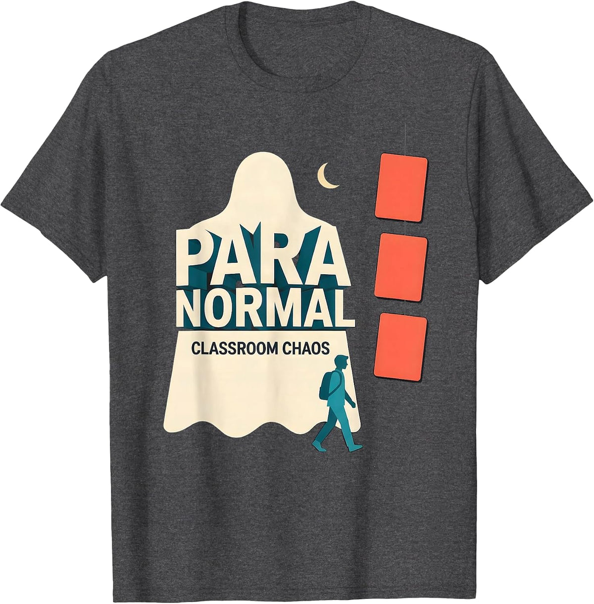 Men's Para Normal Classroom Chaos Funny Ghost Paraprofessional T-Shirt - Dark Heather Grey