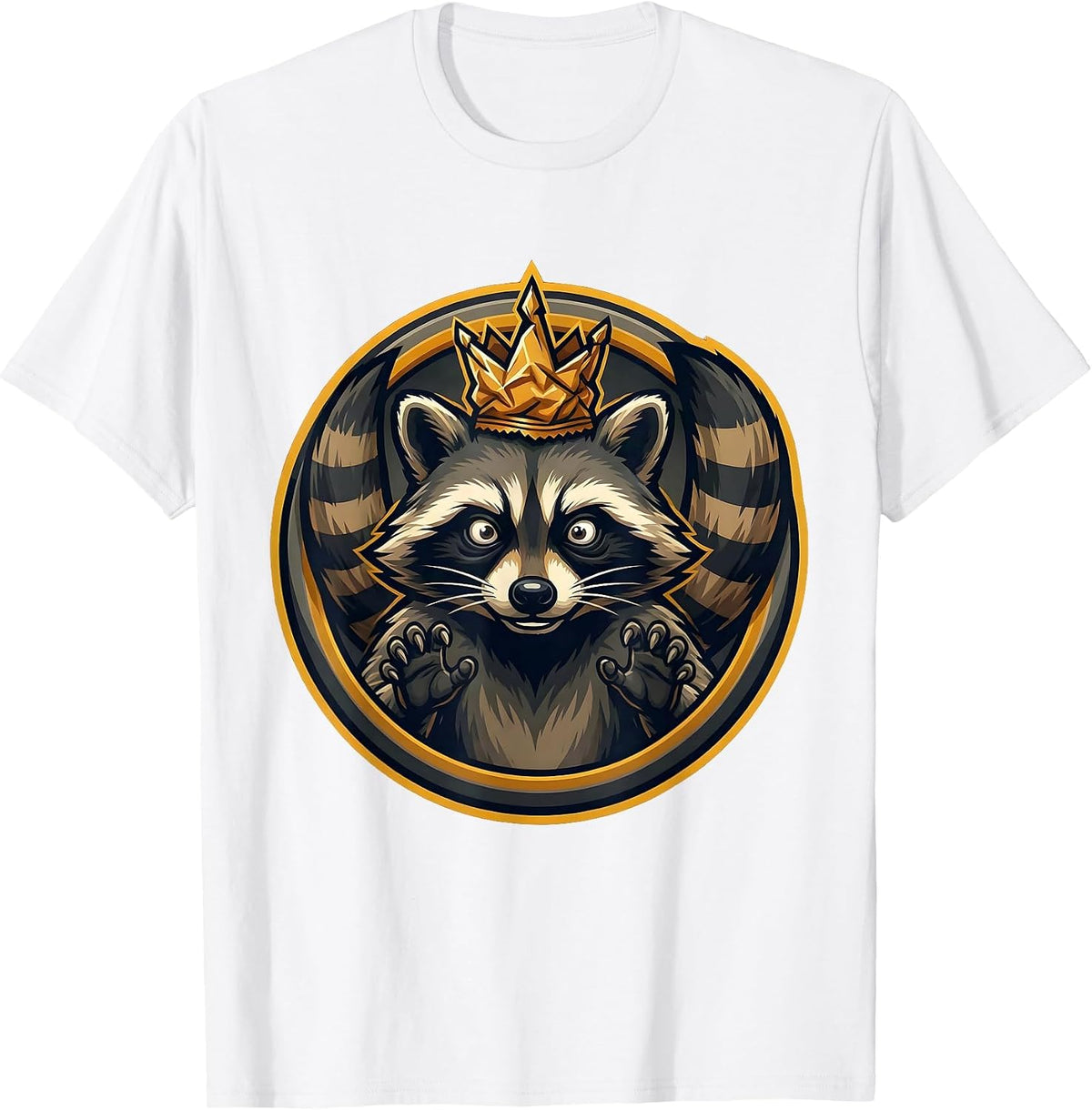 Men's Snack Crown Raccoon Funny Trash Panda Art T-Shirt - White