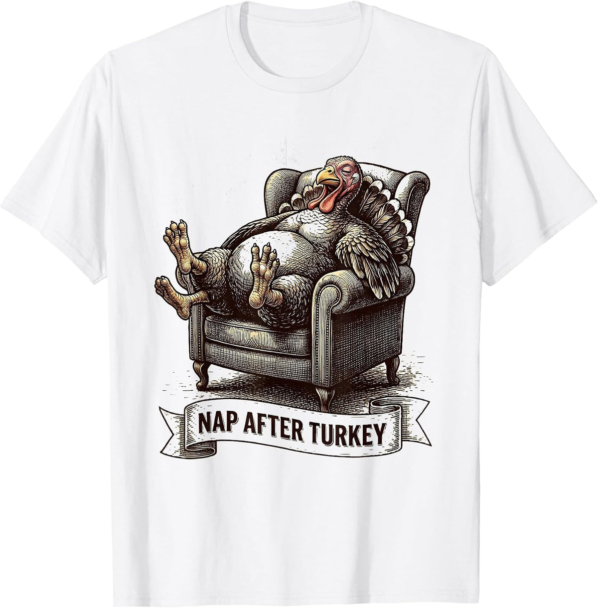 Men's Nap After Turkey Funny Thanksgiving Design T-Shirt - White