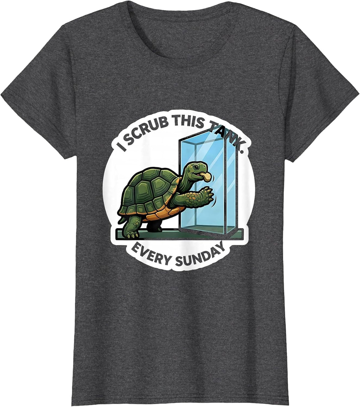Women's I Scrub This Tank Every Sunday Funny Tortoise Lover Pet T-Shirt - Dark Heather Grey