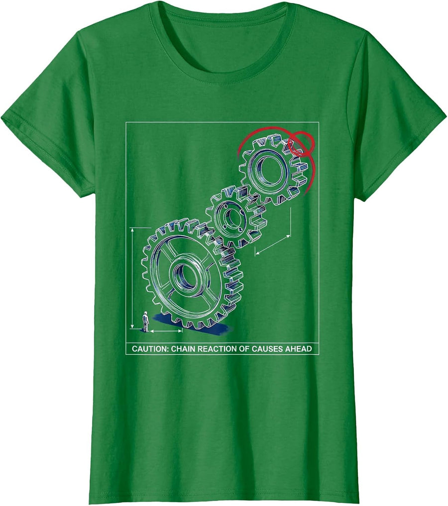 Women's Caution: Chain Reaction Of Causes Ahead Funny History T-Shirt - Kelly Green