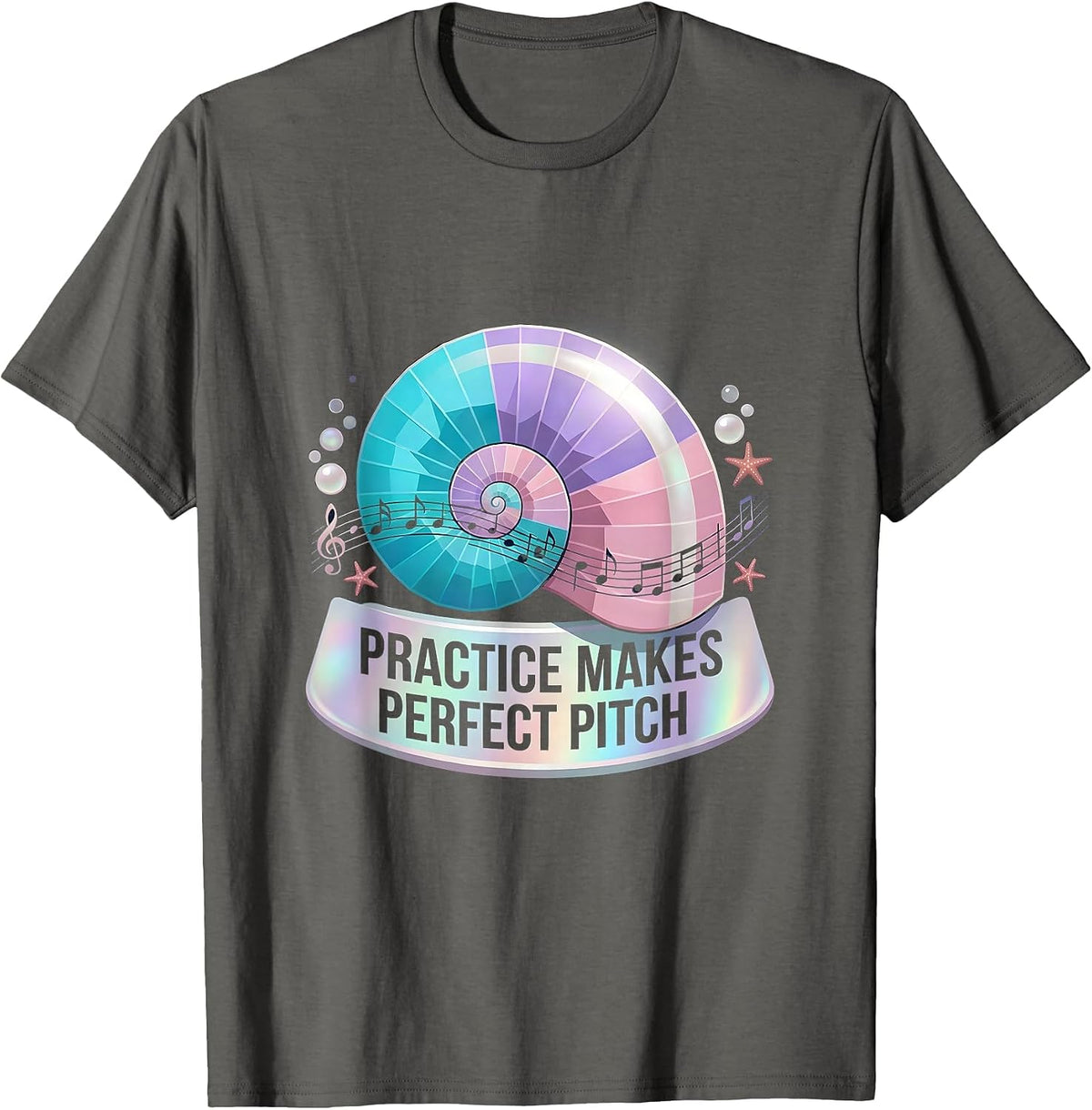 Practice Makes Perfect Pitch Music Teacher Design T-Shirt - Asphalt Grey