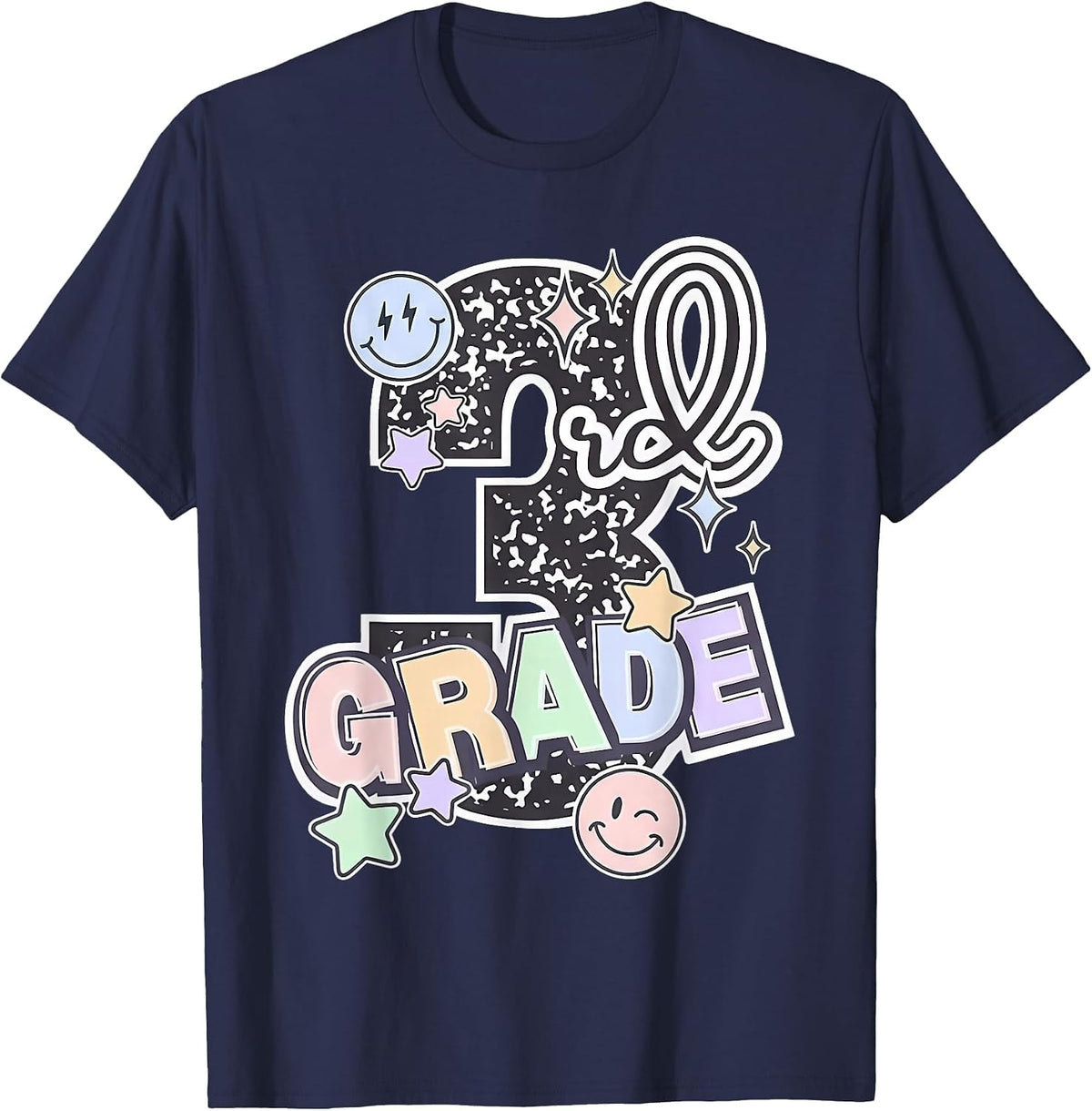 Third Grade 3rd Grade Composition Notebook Teachers T-Shirt - Navy Blue