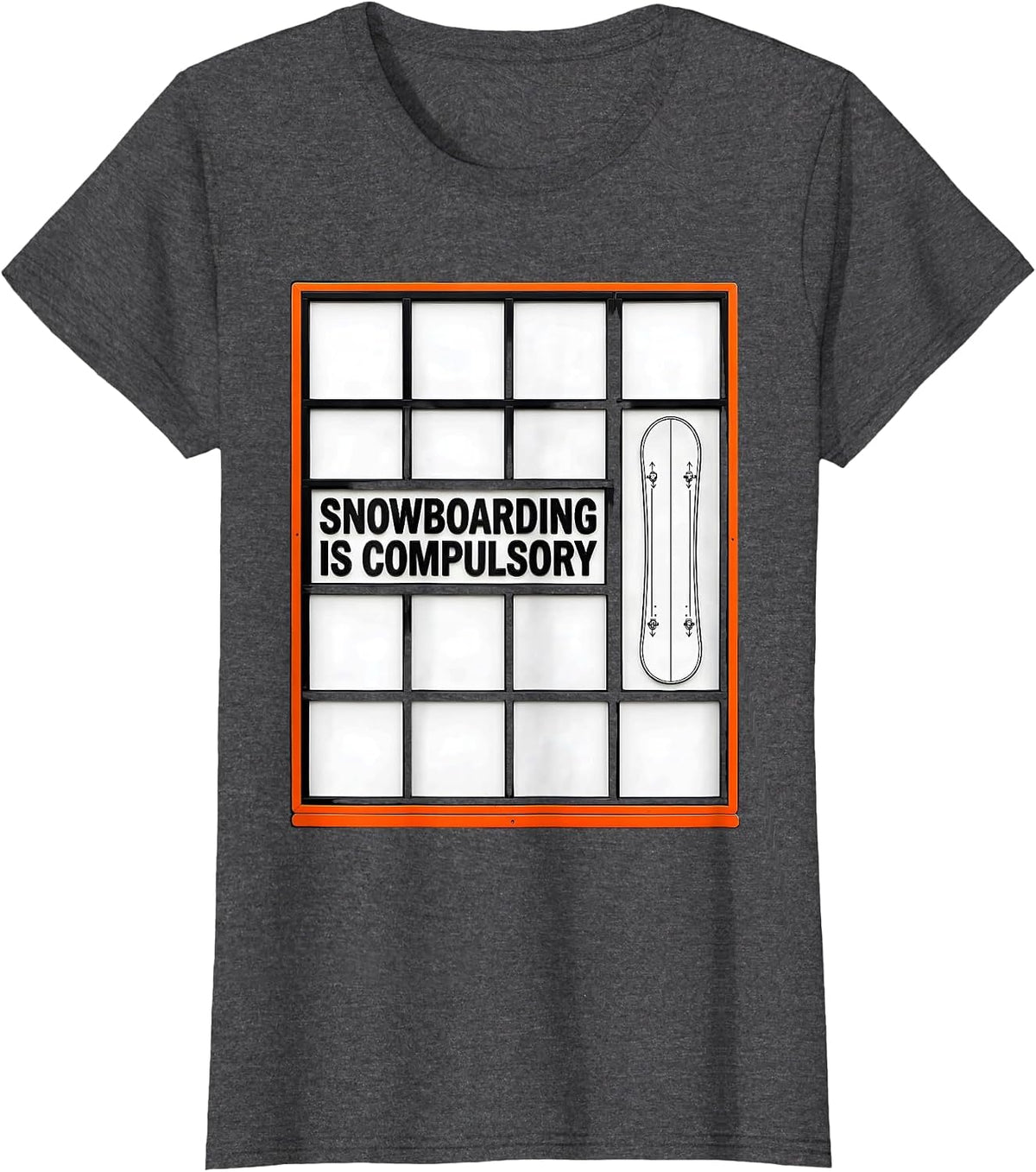 Women's Snowboarding Is Compulsory Geometric Snowboarder Pride T-Shirt - Dark Heather Grey