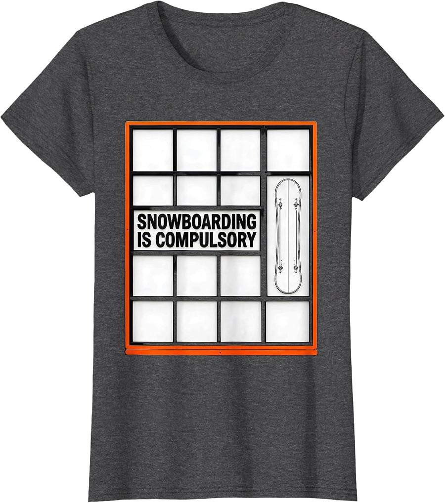 Women's Snowboarding Is Compulsory Geometric Snowboarder Pride T-Shirt - Dark Heather Grey