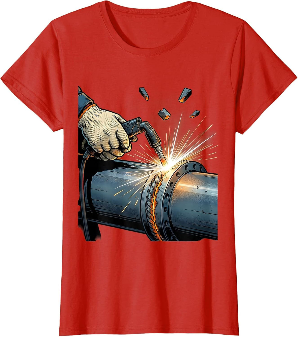 Guided MIG Gun Welder Trade Pride Humor T-Shirt - Red