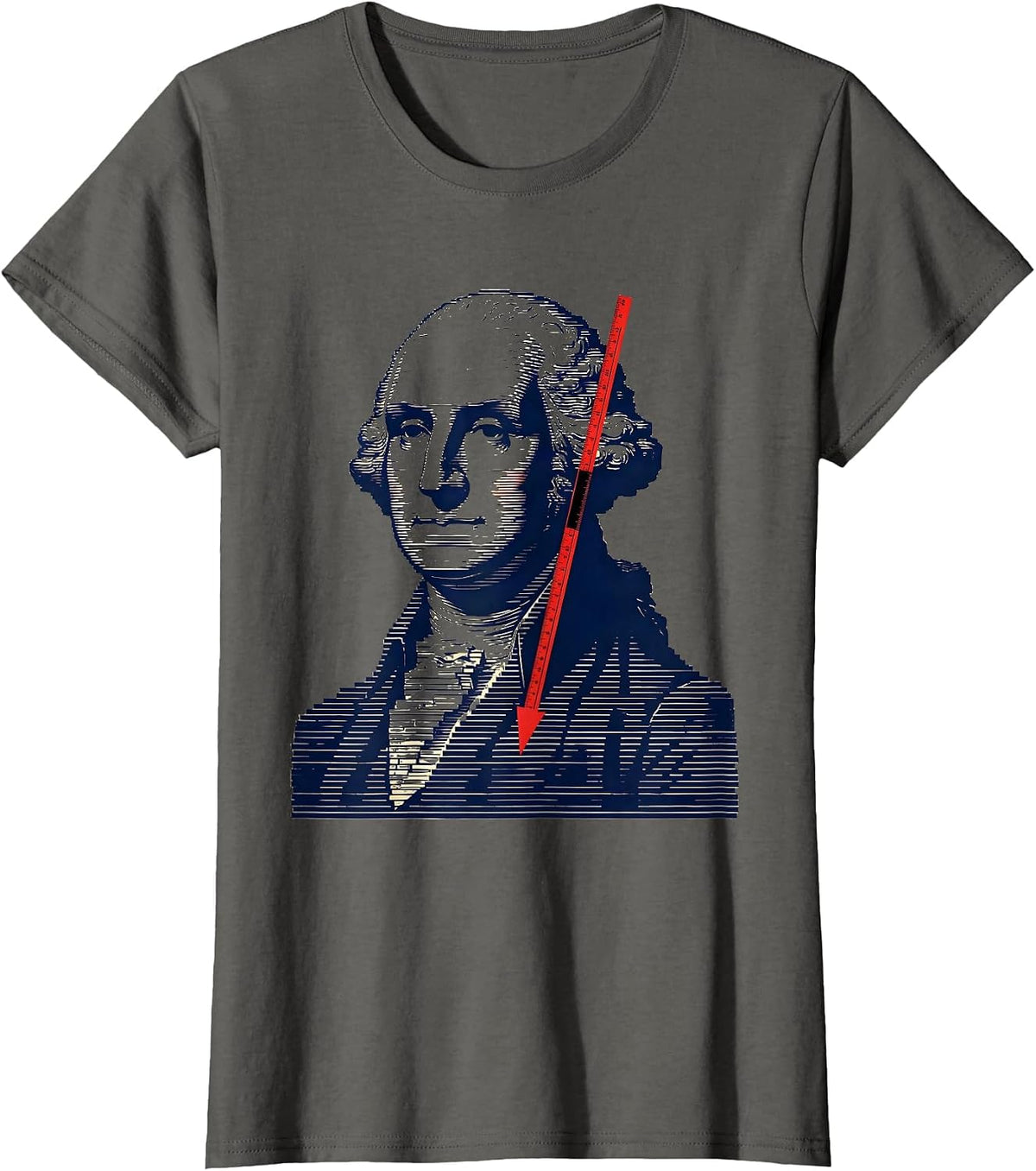 Women's George Washington Bust Patriotic Political Humor T-Shirt - Asphalt Grey