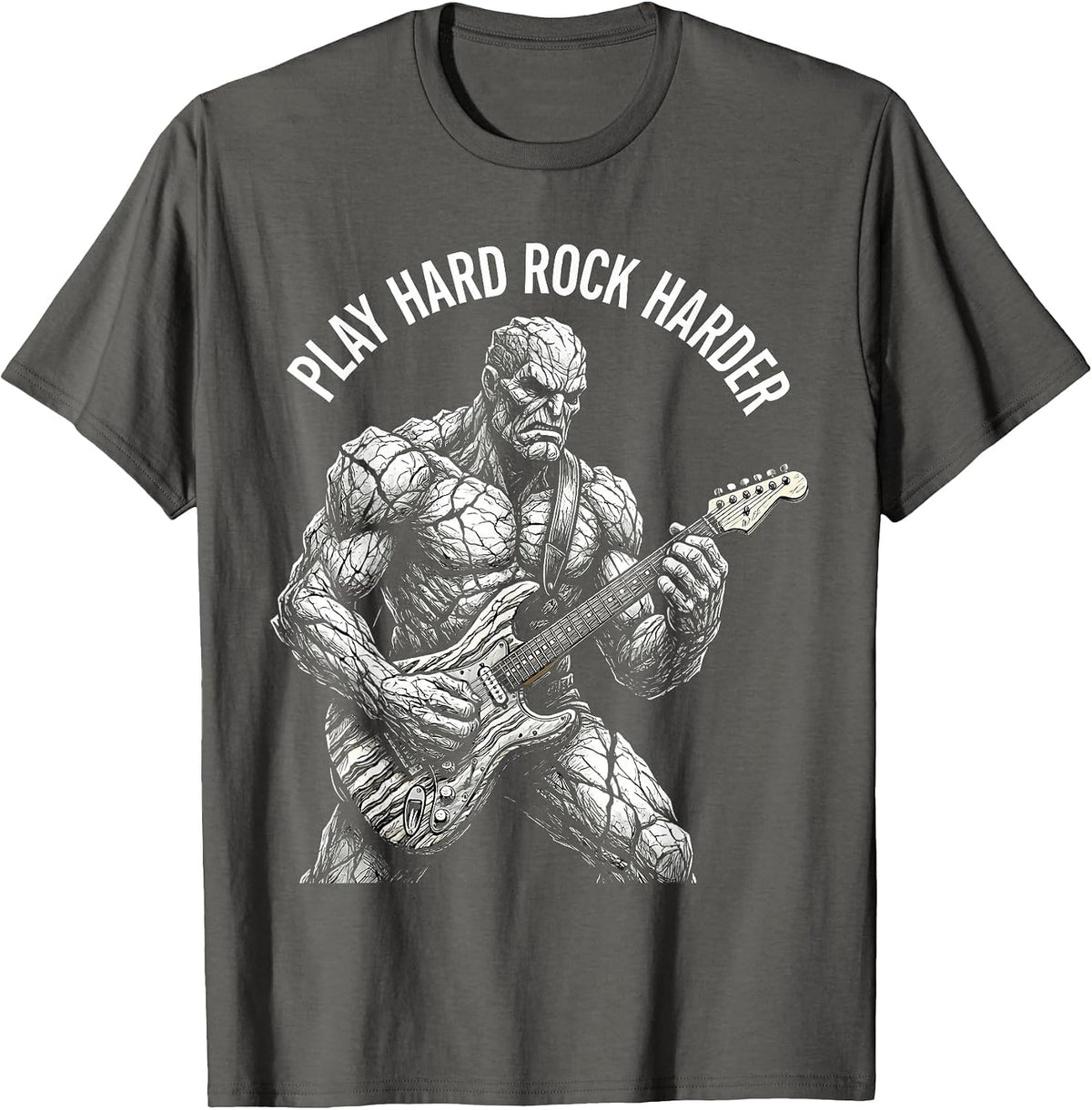 Play Hard Rock Harder Men's Rock Music Design T-Shirt - Asphalt Grey