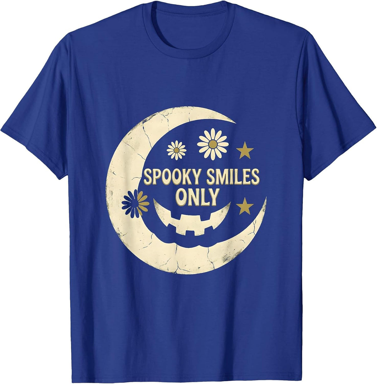 Men's Spooky Smiles Only Dental Halloween Design T-Shirt - Royal Blue