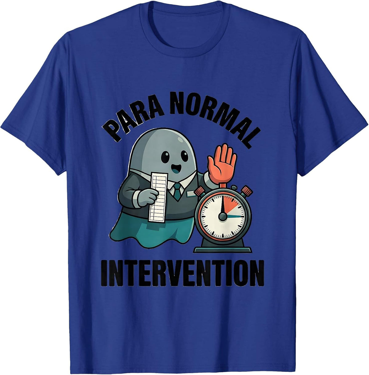 Men's Para Normal Intervention Funny Ghost Paraprofessional T-Shirt - Royal Blue