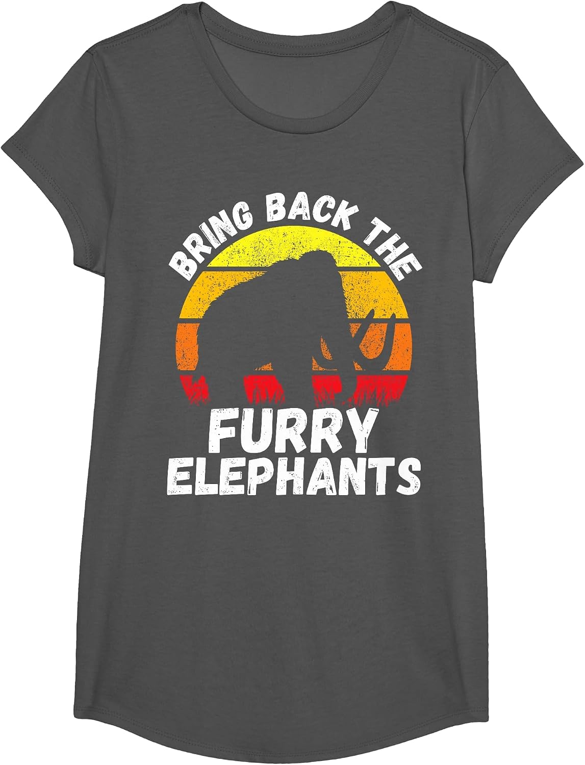 Bring Back the Furry Elephants - Woolly Mammoth Funny Quote T-Shirt - Girls Asphalt Grey