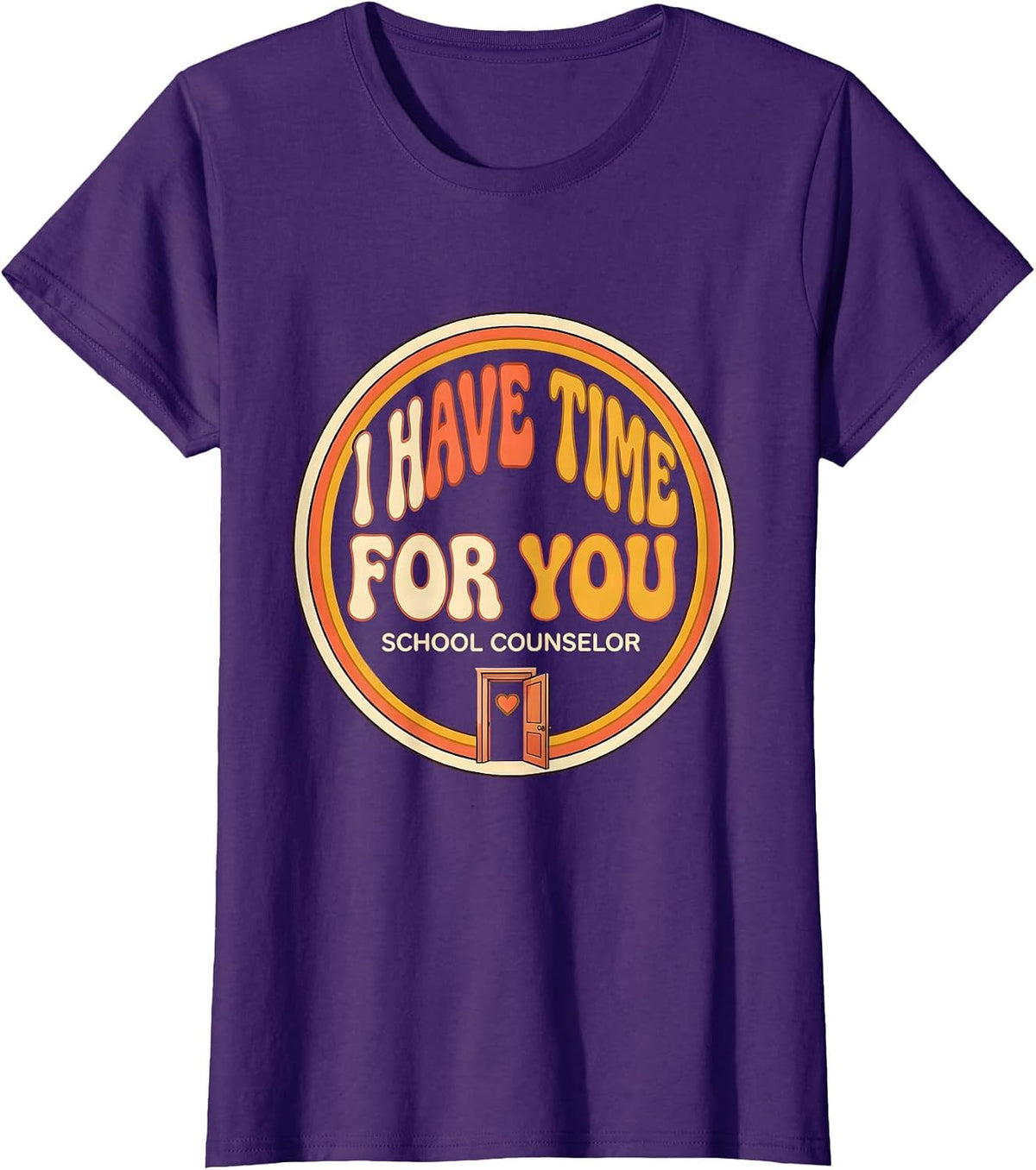 Women's School Counselor I Have Time For You Retro 70s Teacher Gift T-Shirt - Purple