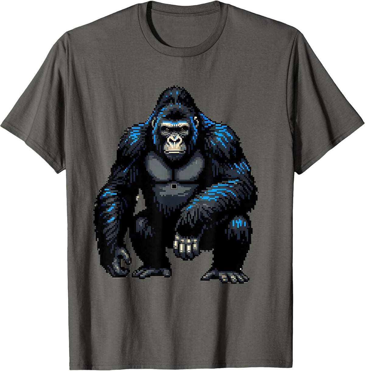 Men's Pixelated Gorilla Halloween Costume Meme Humor T-Shirt - Asphalt Grey