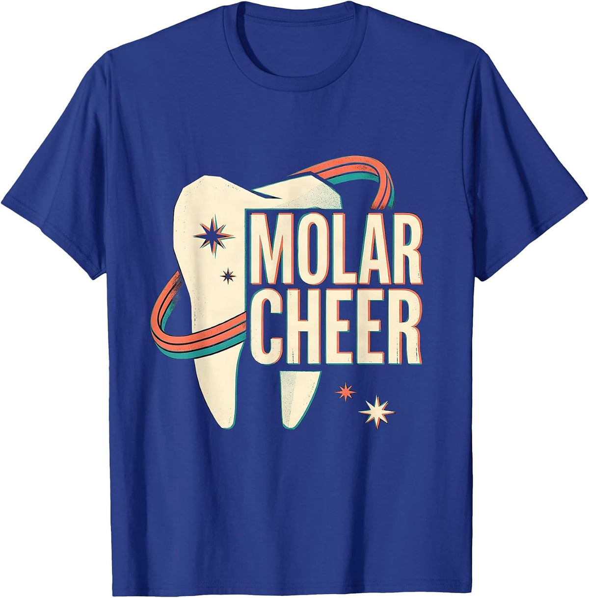 Molar Cheer Midcentury Modern Dental Christmas Humor Dental T-Shirt - Royal Blue