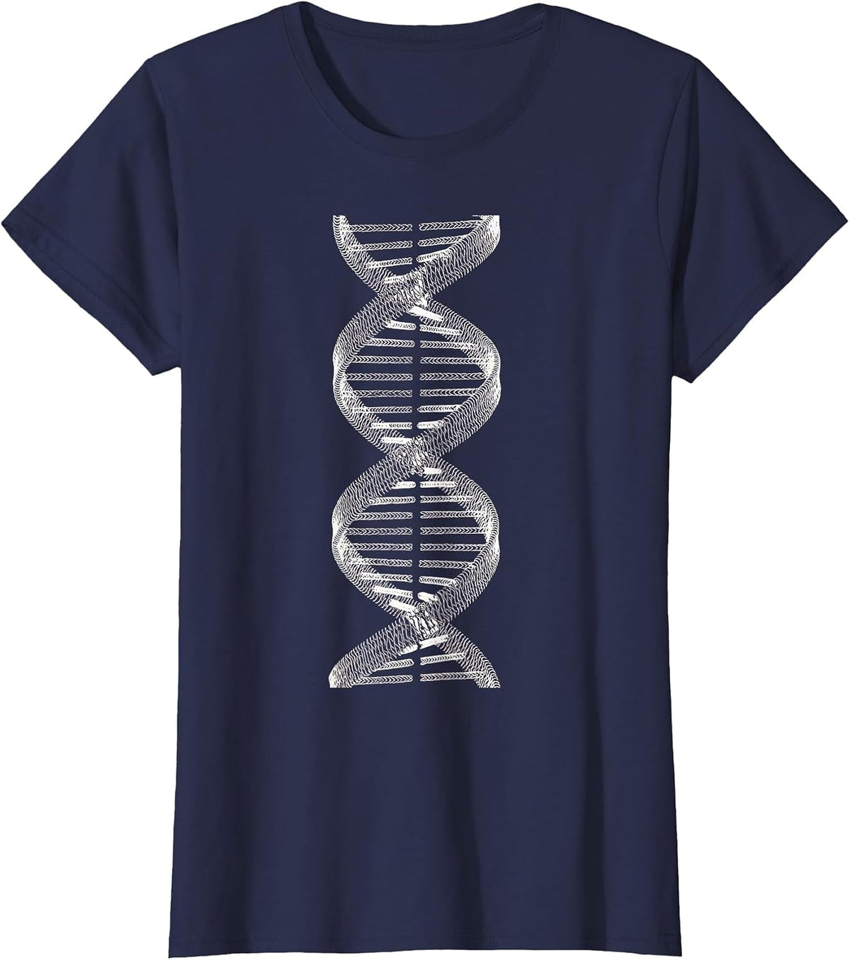 Women's Baseball Stitch Double Helix Science Art T-Shirt - Navy Blue