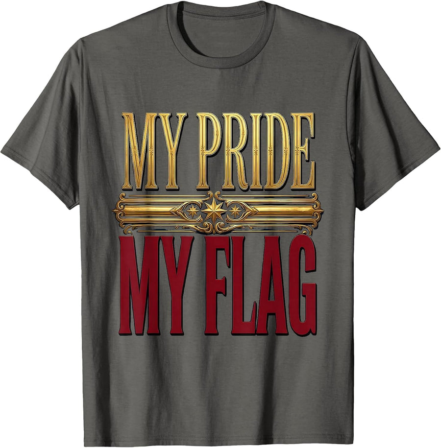 My Pride My Flag LGBTQ Pride Celebration Design T-Shirt - Asphalt Grey