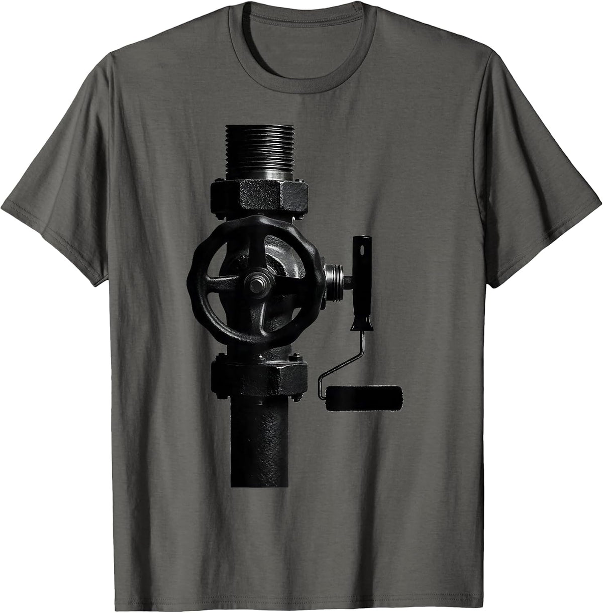 Plumber Valve Pipefitter Funny Occupational Humor T-Shirt - Asphalt Grey