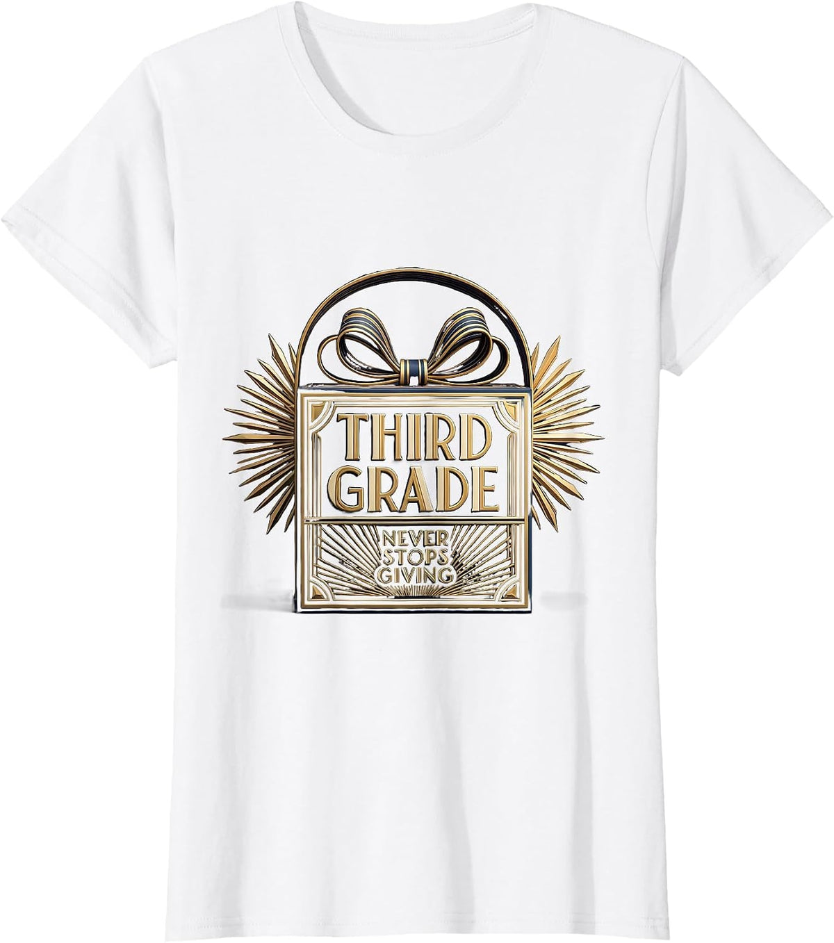 Third Grade Never Stops Giving Teacher Design T-Shirt - White