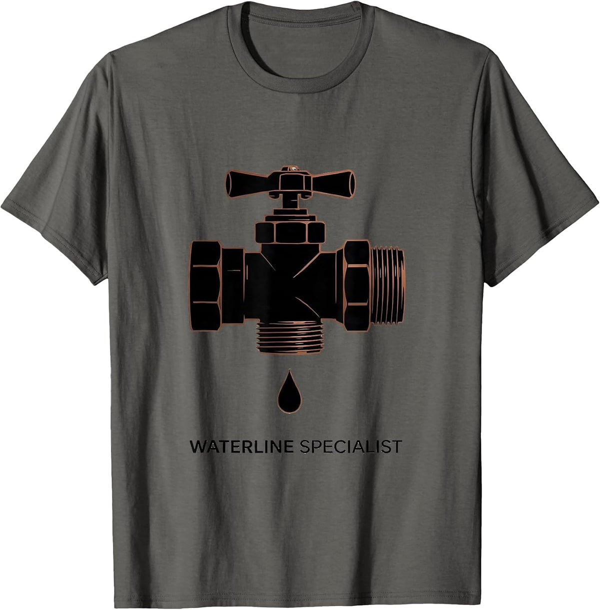 Waterline Specialist Funny Plumber Pipefitter Gift T-Shirt - Asphalt Grey