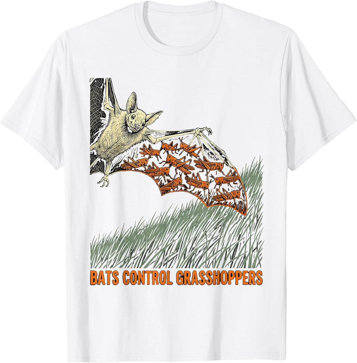 Men's Bats Control Grasshoppers Vintage Bat Lover Nature T-Shirt - White