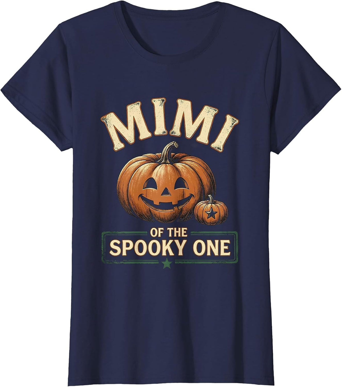 Women's MIMI OF THE SPOOKY ONE Vintage Halloween Family Role Gift T-Shirt - Navy Blue