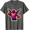 Hummingbird Boxer Funny Fighting Bird Graphic T-Shirt - Asphalt Grey