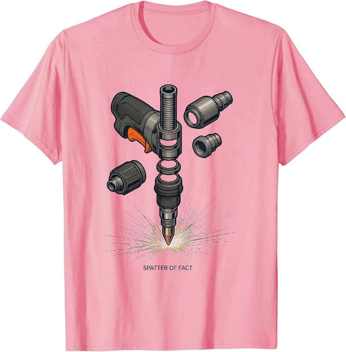 Men's Spatter Of Fact Exploded MIG Welding Torch Technical Welder T-Shirt - Pink