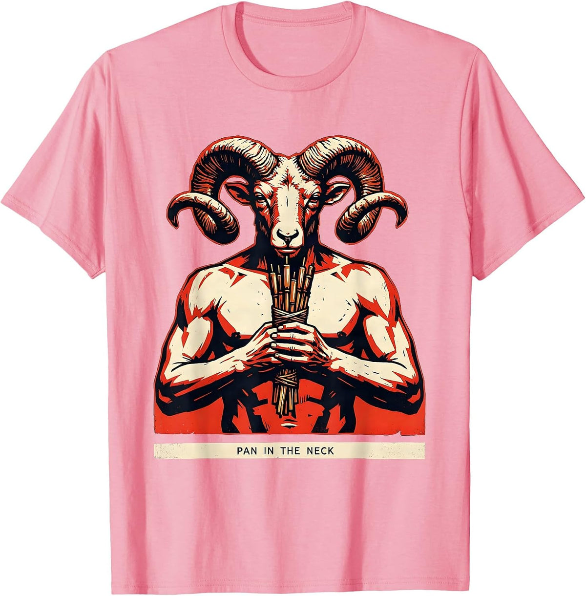 Men's Pan In The Neck Funny Greek Mythology Gods Pun Parody T-Shirt - Pink