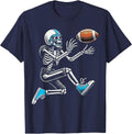 American Football Skeleton Halloween T-Shirt - Navy Blue