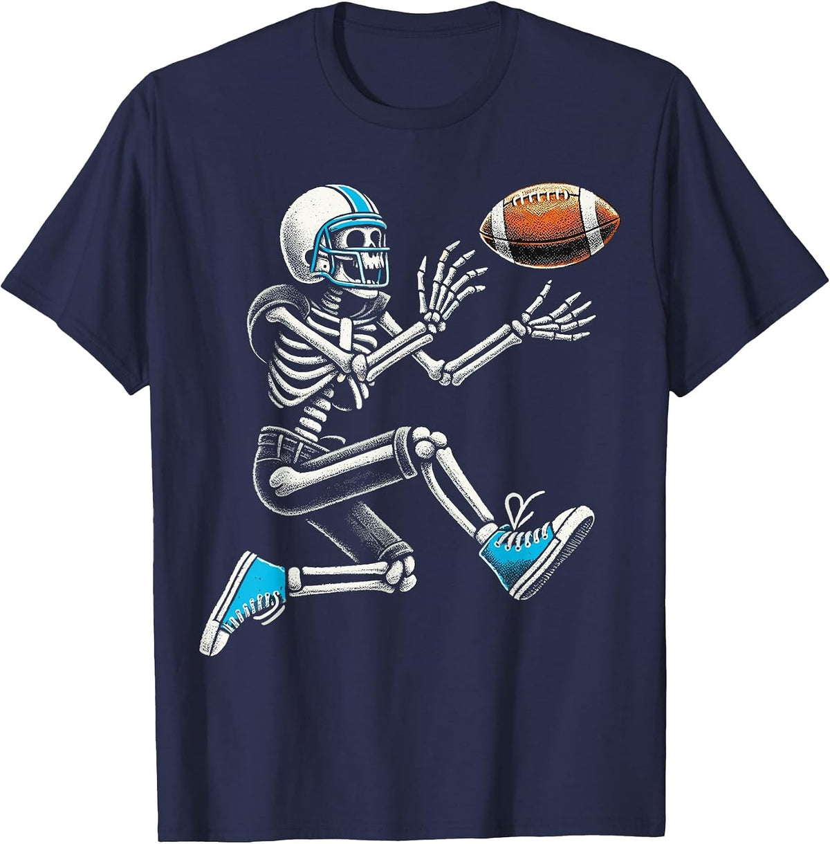 American Football Skeleton Halloween T-Shirt - Navy Blue