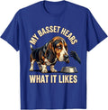 My Basset Hears What It Likes Vintage Funny Basset Hound T-Shirt - Royal Blue