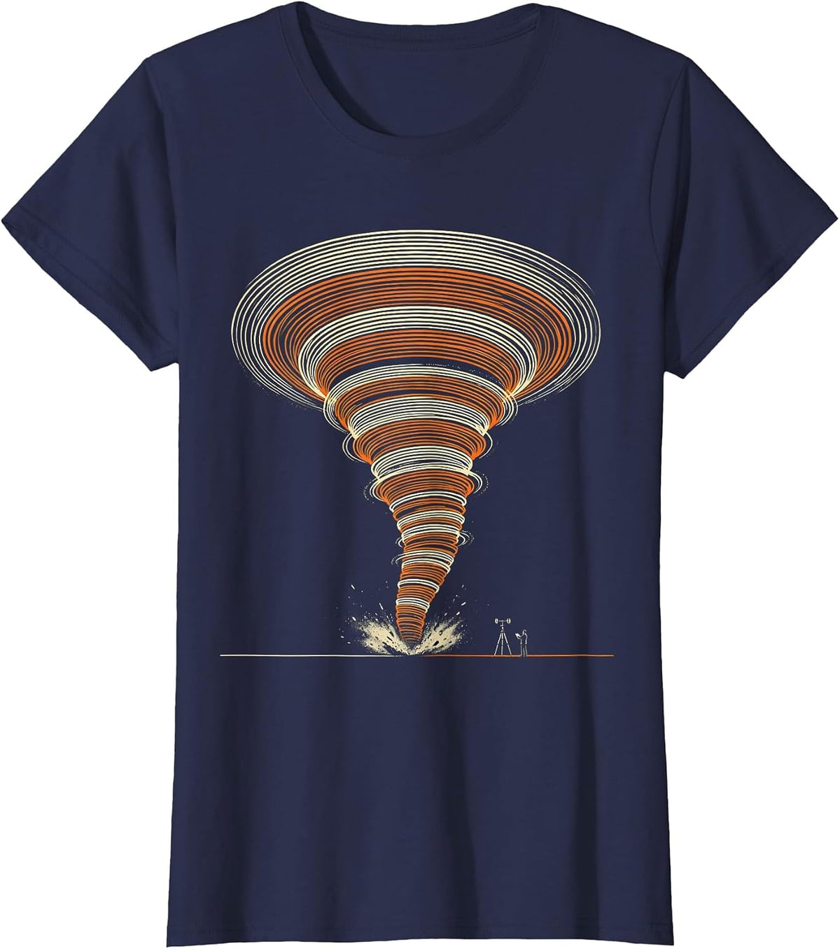 Women's Tornado Funnel Meteorology Enthusiast Storm Chaser Humor T-Shirt - Navy Blue