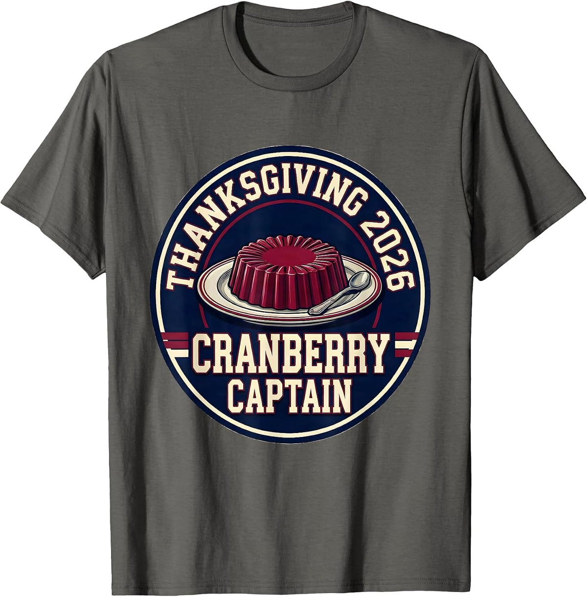 Thanksgiving 2026 Cranberry Captain Sports Family Crew T-Shirt - Asphalt Grey