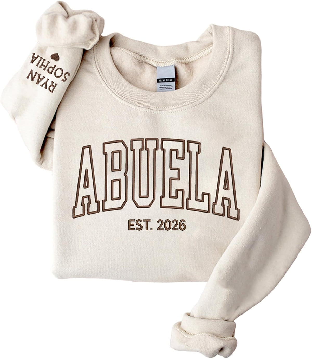 NAZENTI Personalized Embroidered Grandma Sweatshirt with Kids Name On Sleeve, Mom Gifts for Mothers Day Christmas Birthday -