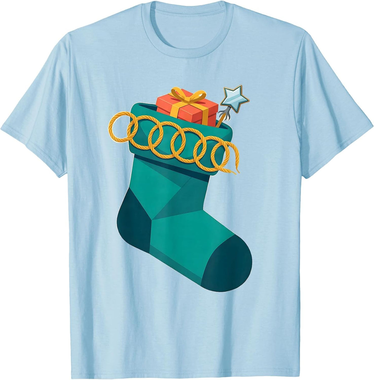 Men's Dental Bib Christmas Stocking Dentist Dental Office Gift T-Shirt - Baby Blue