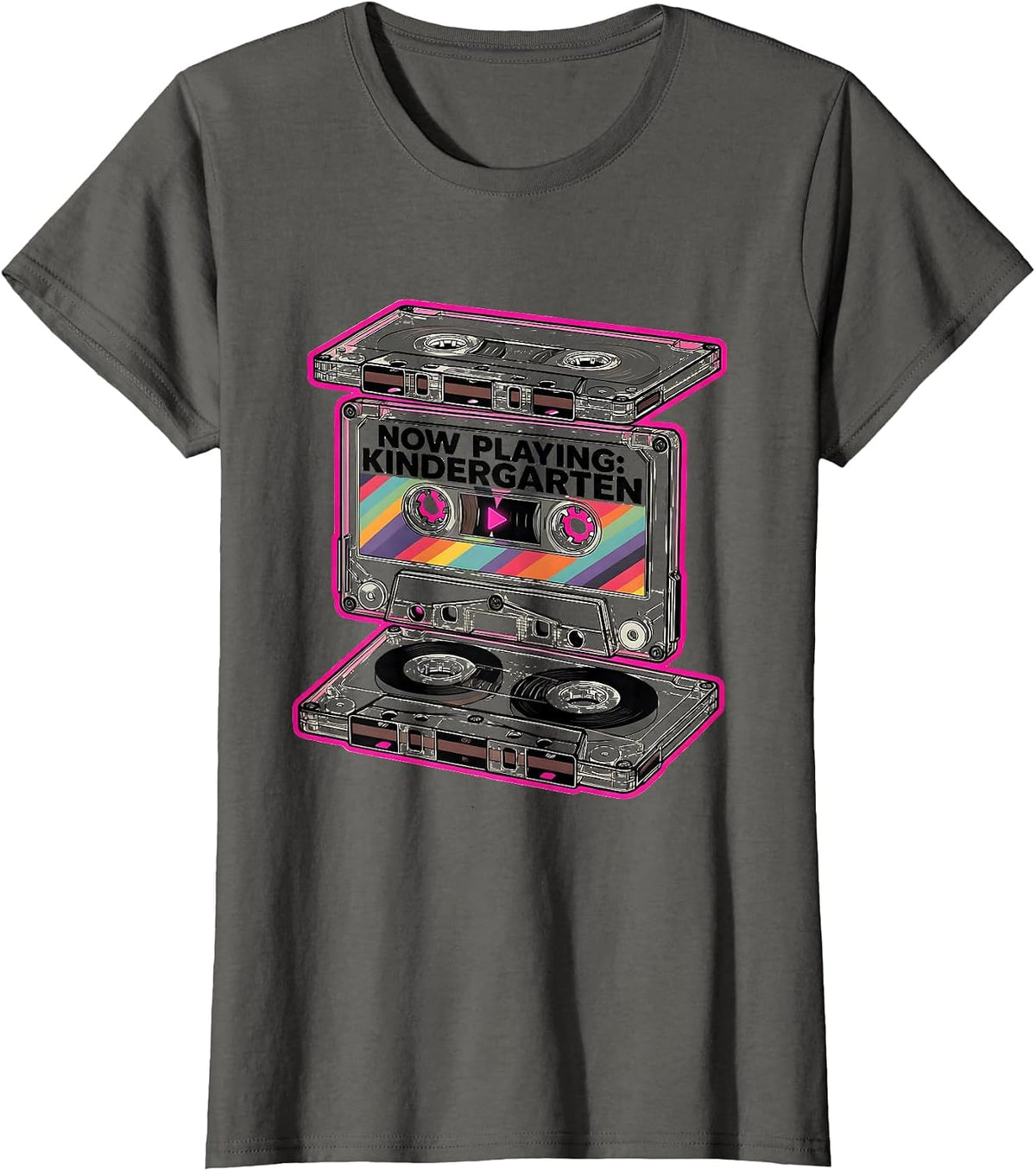 Women's Now Playing Kindergarten Exploded View Technical Teacher T-Shirt - Asphalt Grey