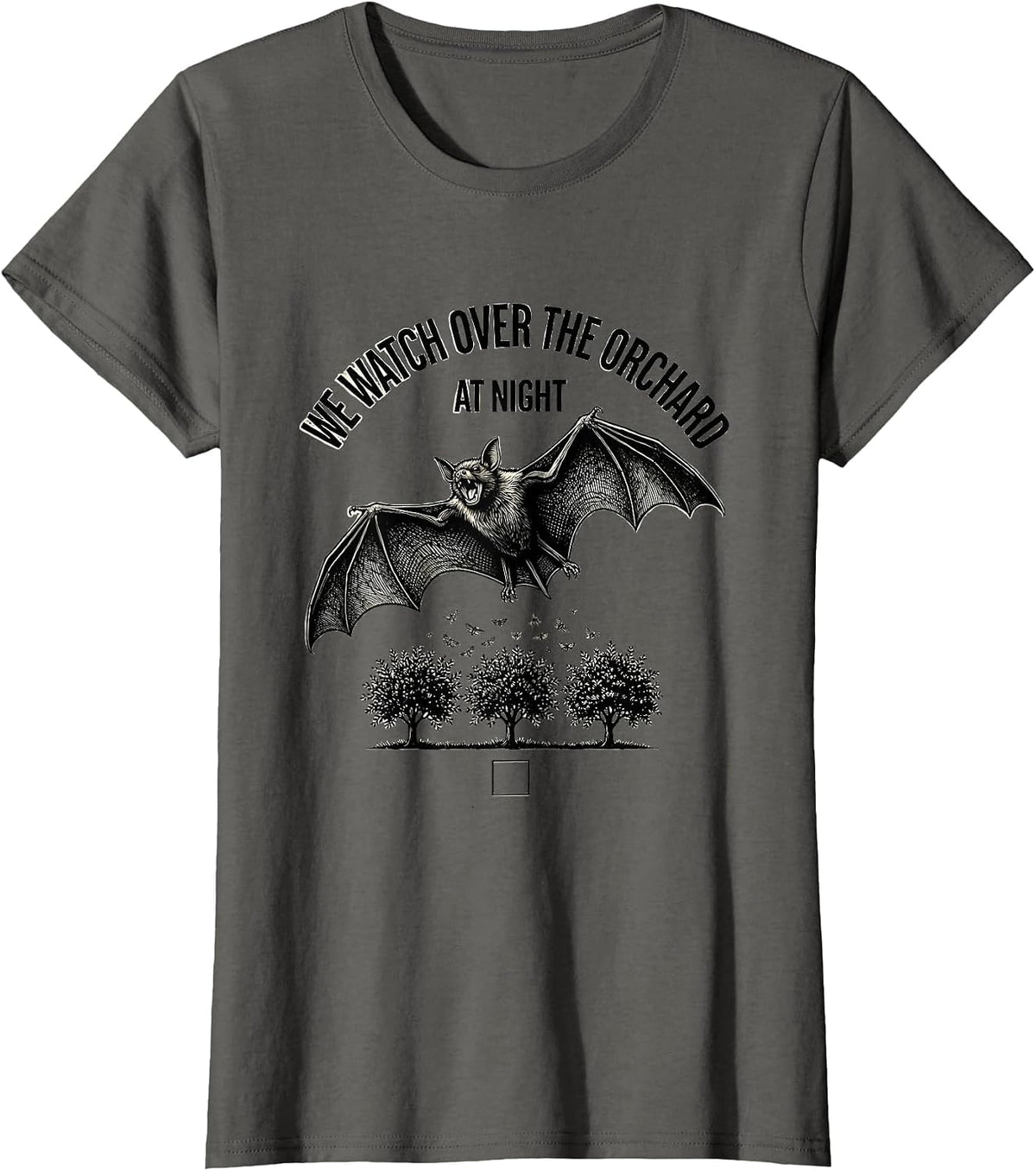 Women's We Watch Over The Orchard At Night Bat Lover Wildlife T-Shirt - Asphalt Grey