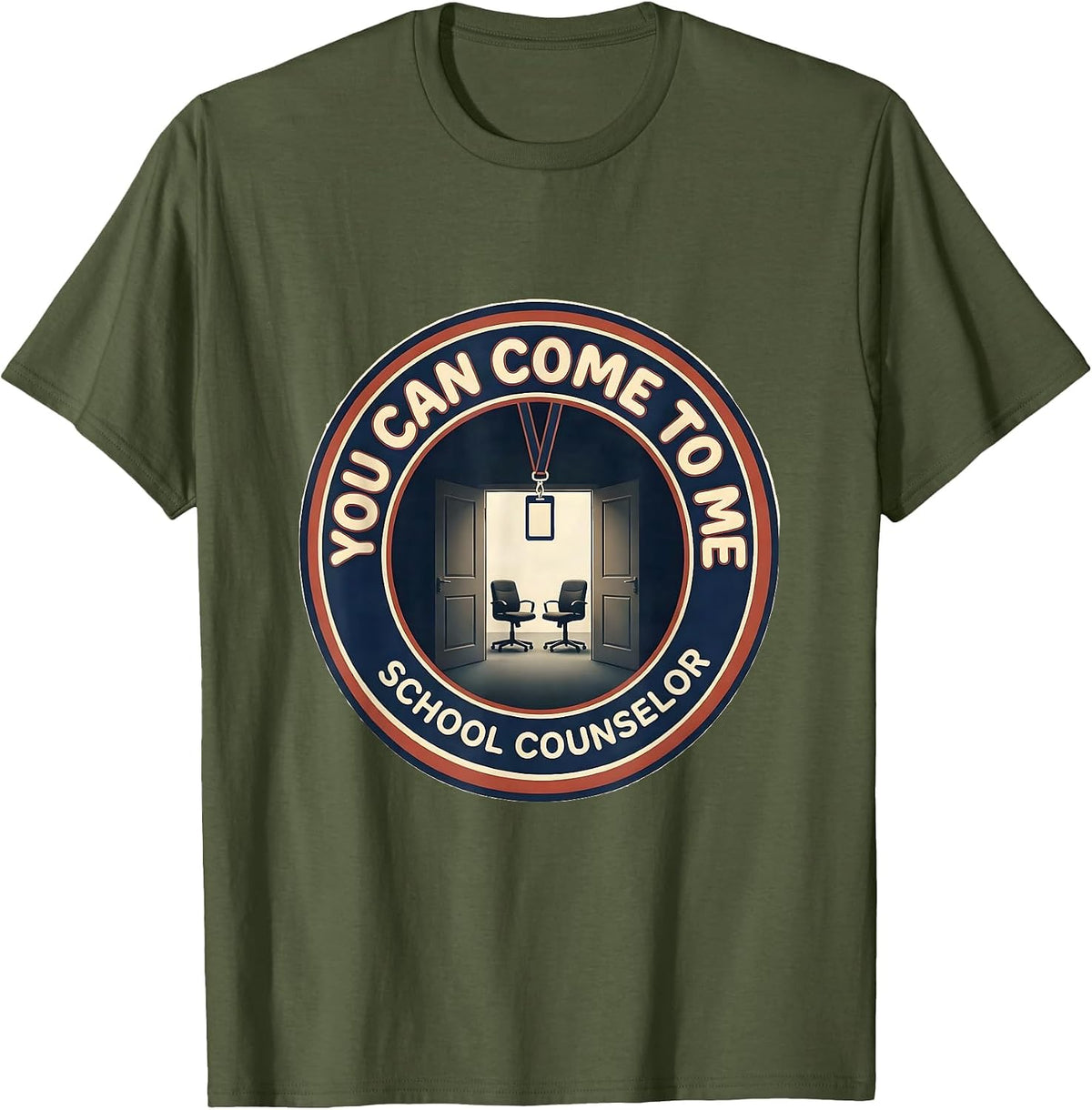 Men's You Can Come To Me Groovy Retro School Counselor T-Shirt - Olive Green