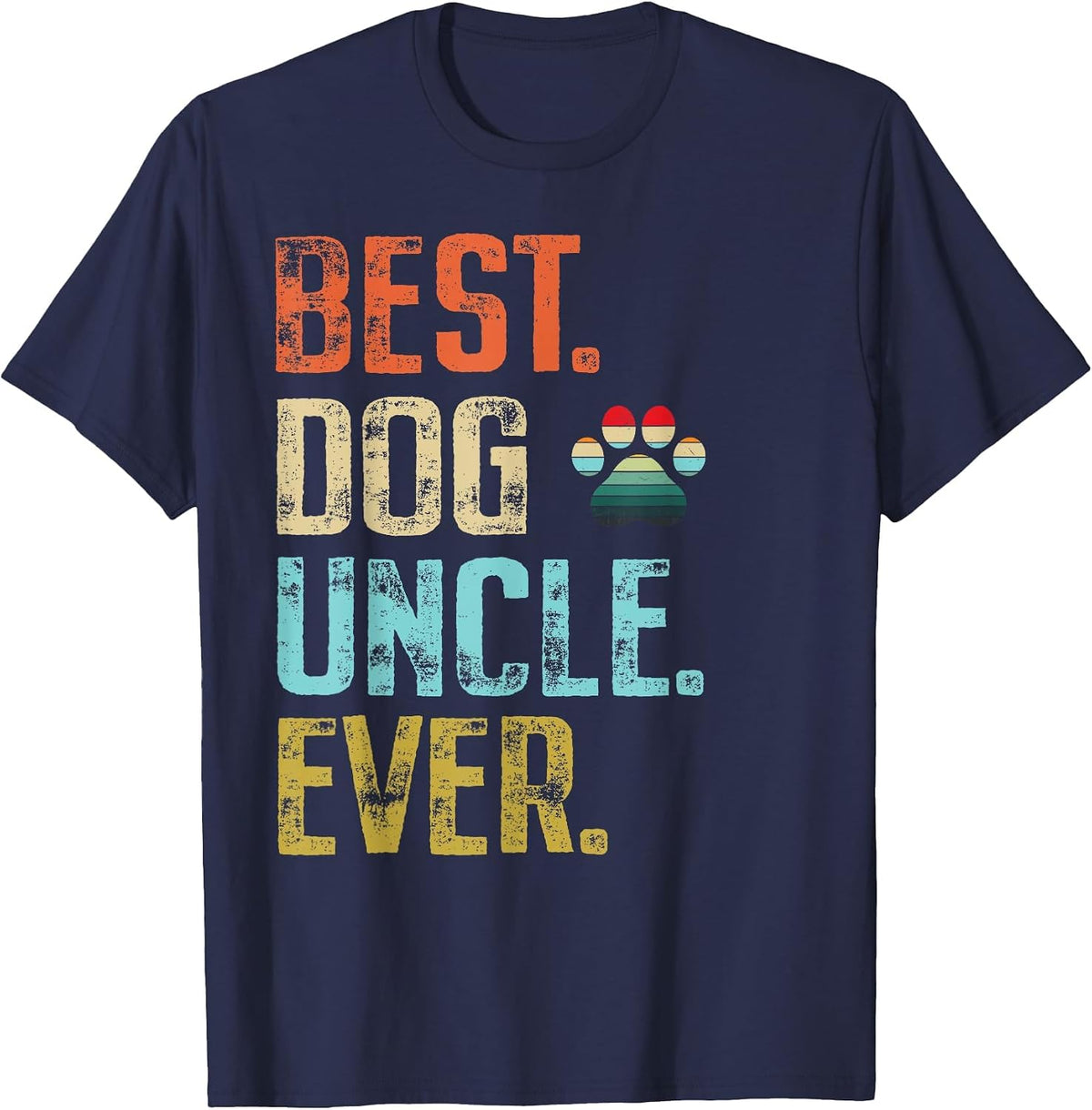 Mens Best Dog Uncle Ever Vintage Dog Lover T-Shirt - Navy Blue