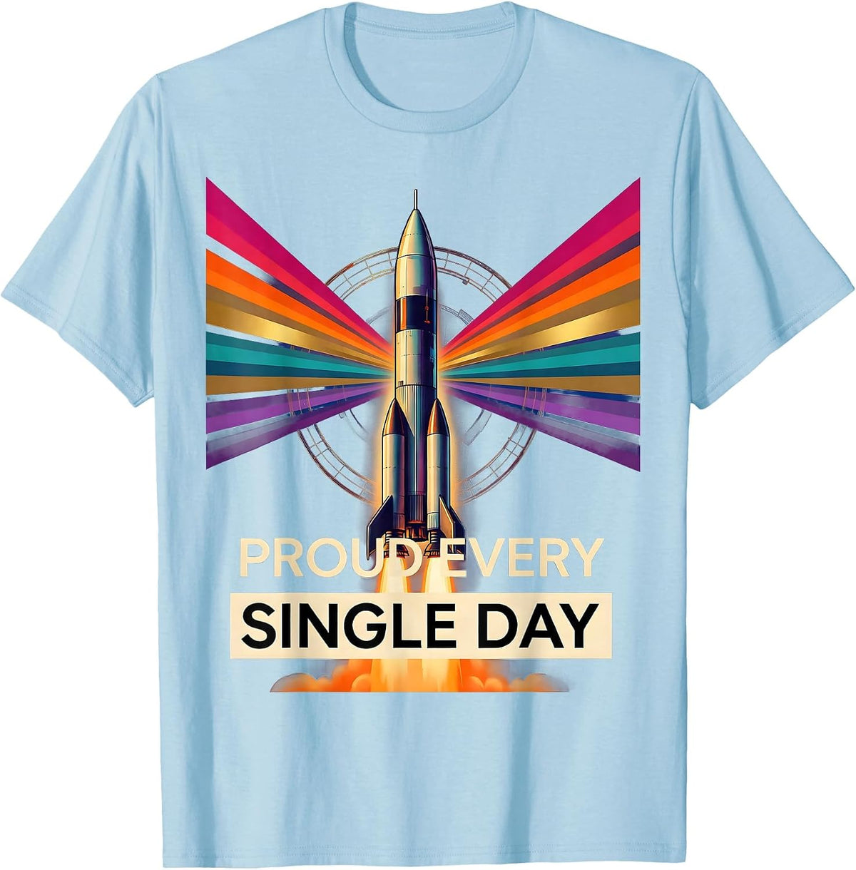 Men's Pride Flag Proud Every Single Day Design T-Shirt - Baby Blue