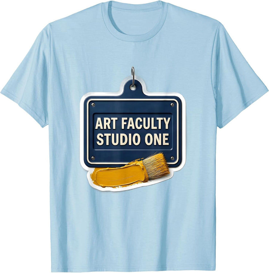 Men's Art Faculty Studio One Playful Art Teacher Back To School T-Shirt - Baby Blue