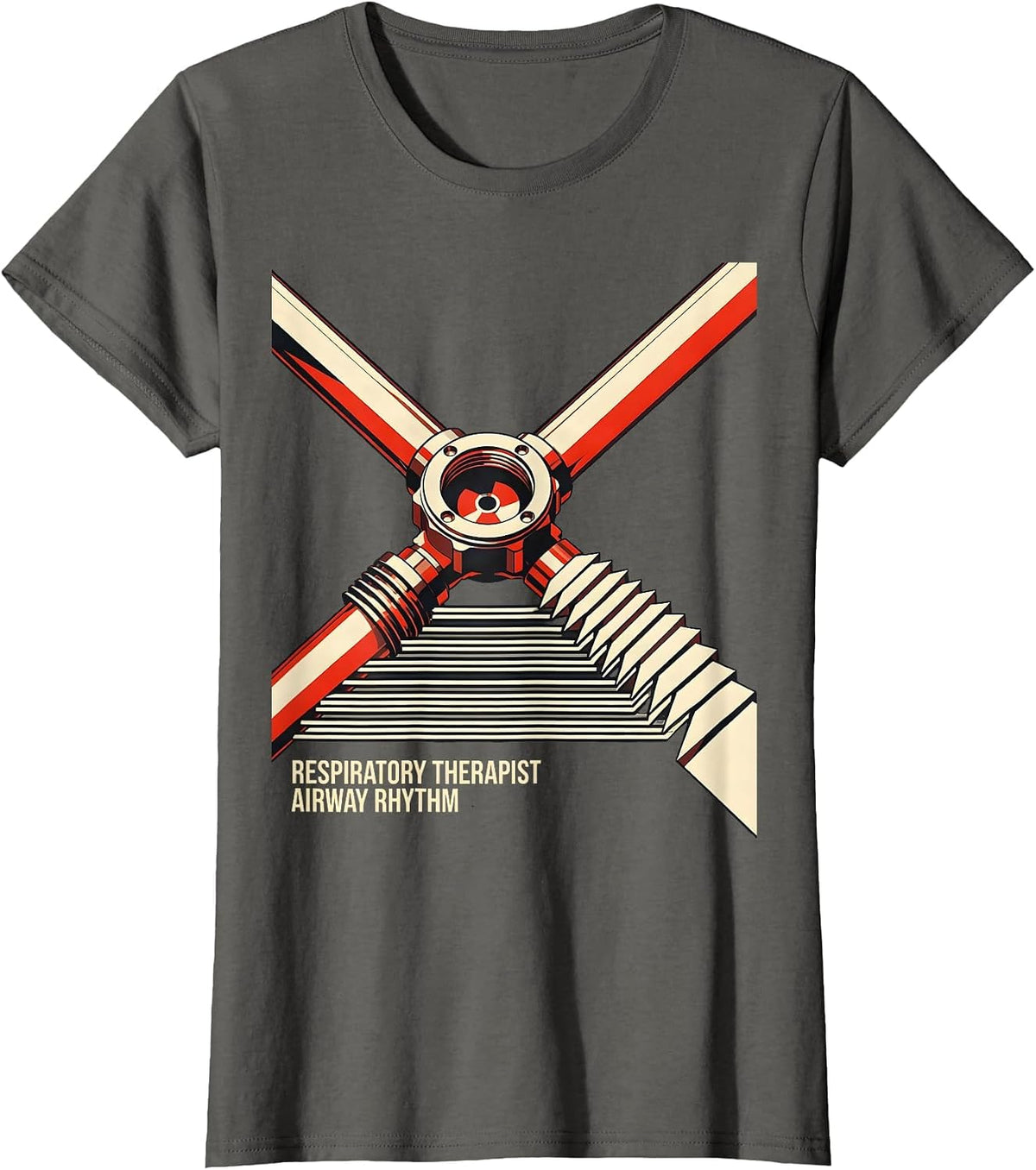 Women's Respiratory Therapist Airway Rhythm Constructivist Poster T-Shirt - Asphalt Grey