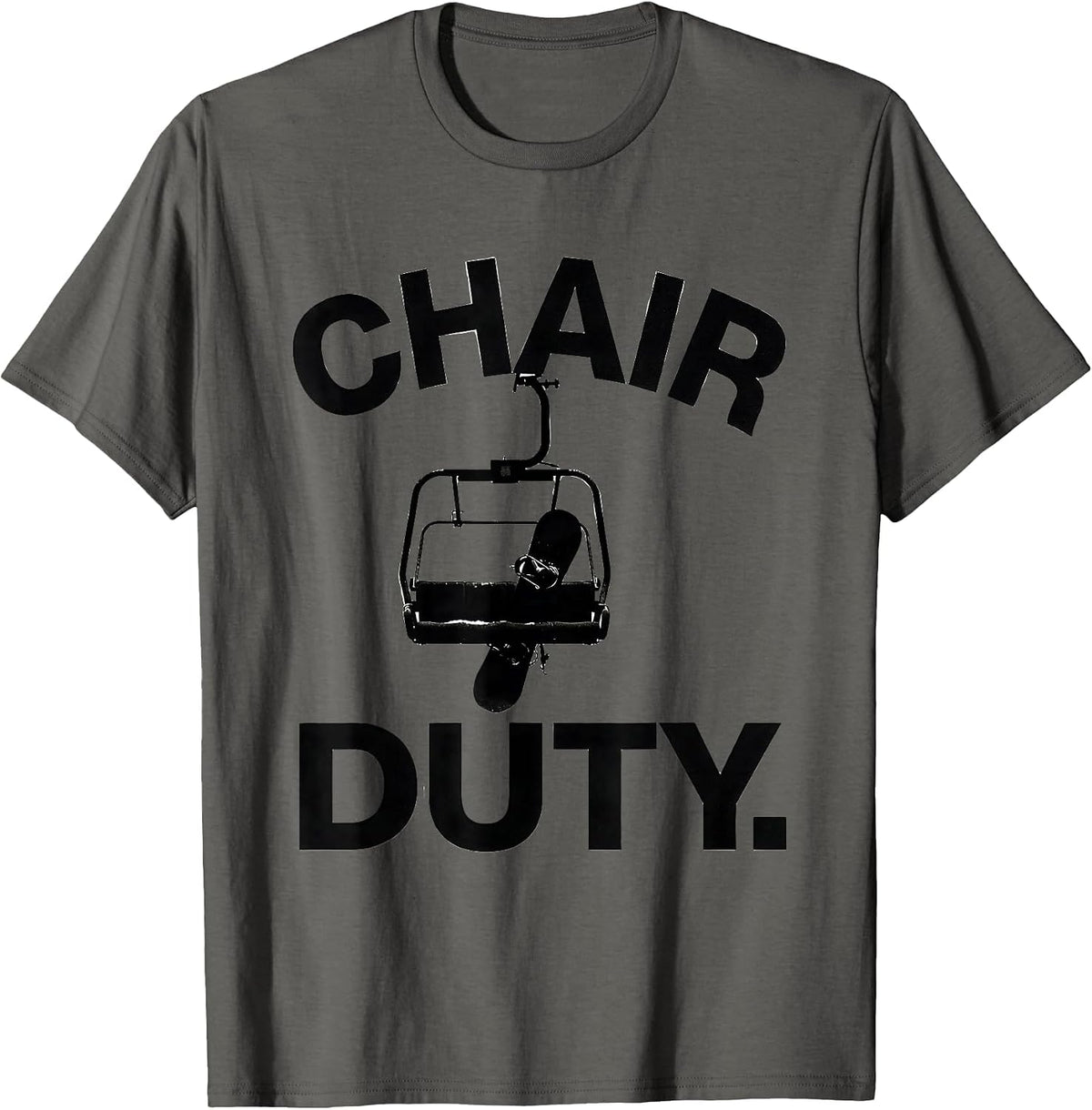 Men's Chair Duty Minimalist Ski Lift Snowboarder Winter Sports T-Shirt - Asphalt Grey