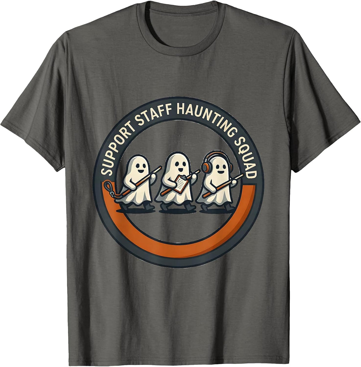 Men's Support Staff Haunting Squad Funny Paraprofessional T-Shirt - Asphalt Grey