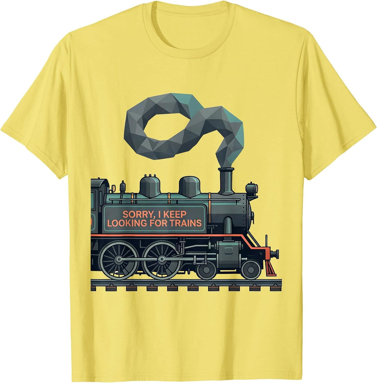 Men's Sorry, I Keep Looking For Trains Vintage Steam Train T-Shirt - Lemon Yellow