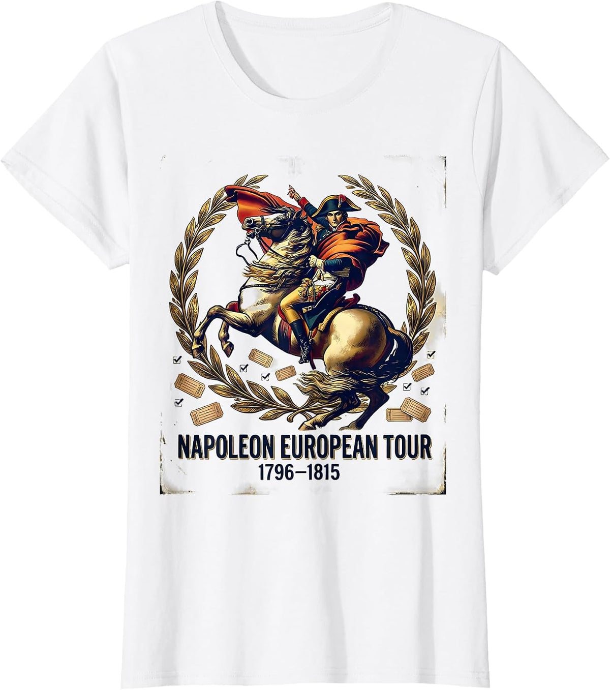 Women's Napoleon European Tour 1796–1815 Vintage Military History T-Shirt - White