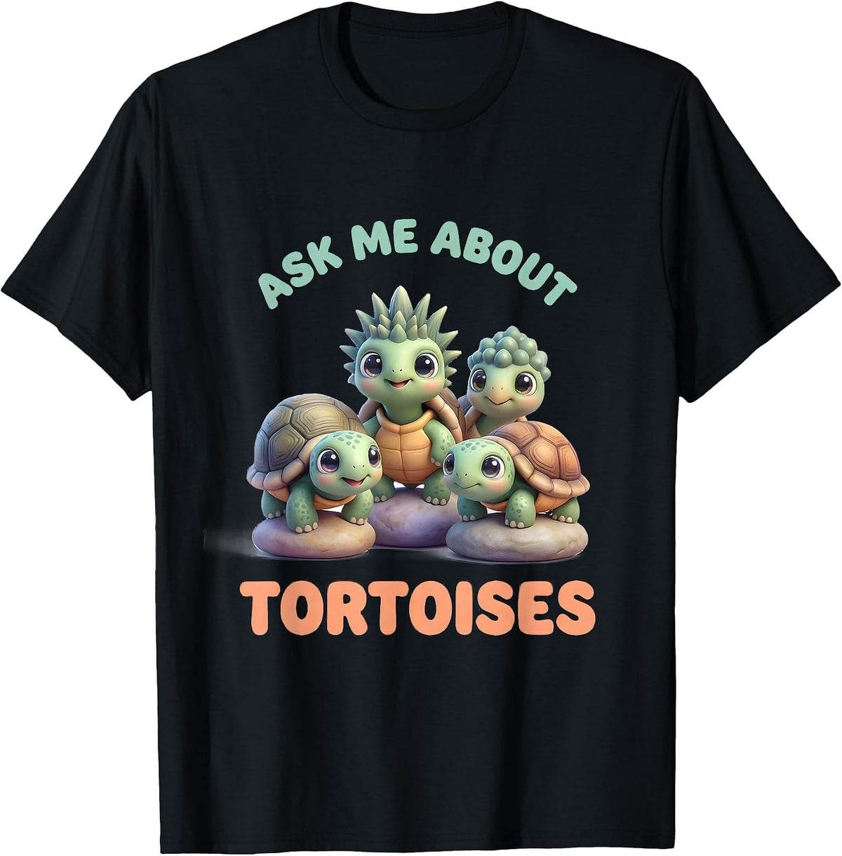 Men's Ask Me About Tortoises Cute Kawaii Reptile Lover Gift T-Shirt - Black
