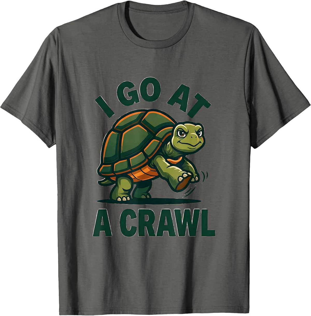 Men's I Go At A Crawl Funny Tortoise Lover Pet Humor T-Shirt - Asphalt Grey
