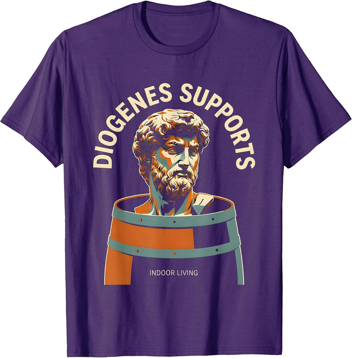 Men's Diogenes Supports Indoor Living Funny Philosopher Pun T-Shirt - Purple