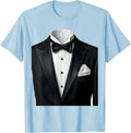 Men's Lapels Up Always Tuxedo Formal Style Design T-Shirt - Baby Blue